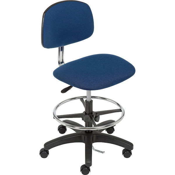ESD Stool - Fabric, Navy, Armless, Mid Back